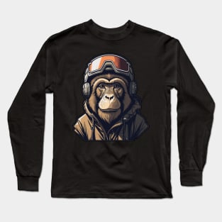 Monkey Wear Winter Sport. Long Sleeve T-Shirt